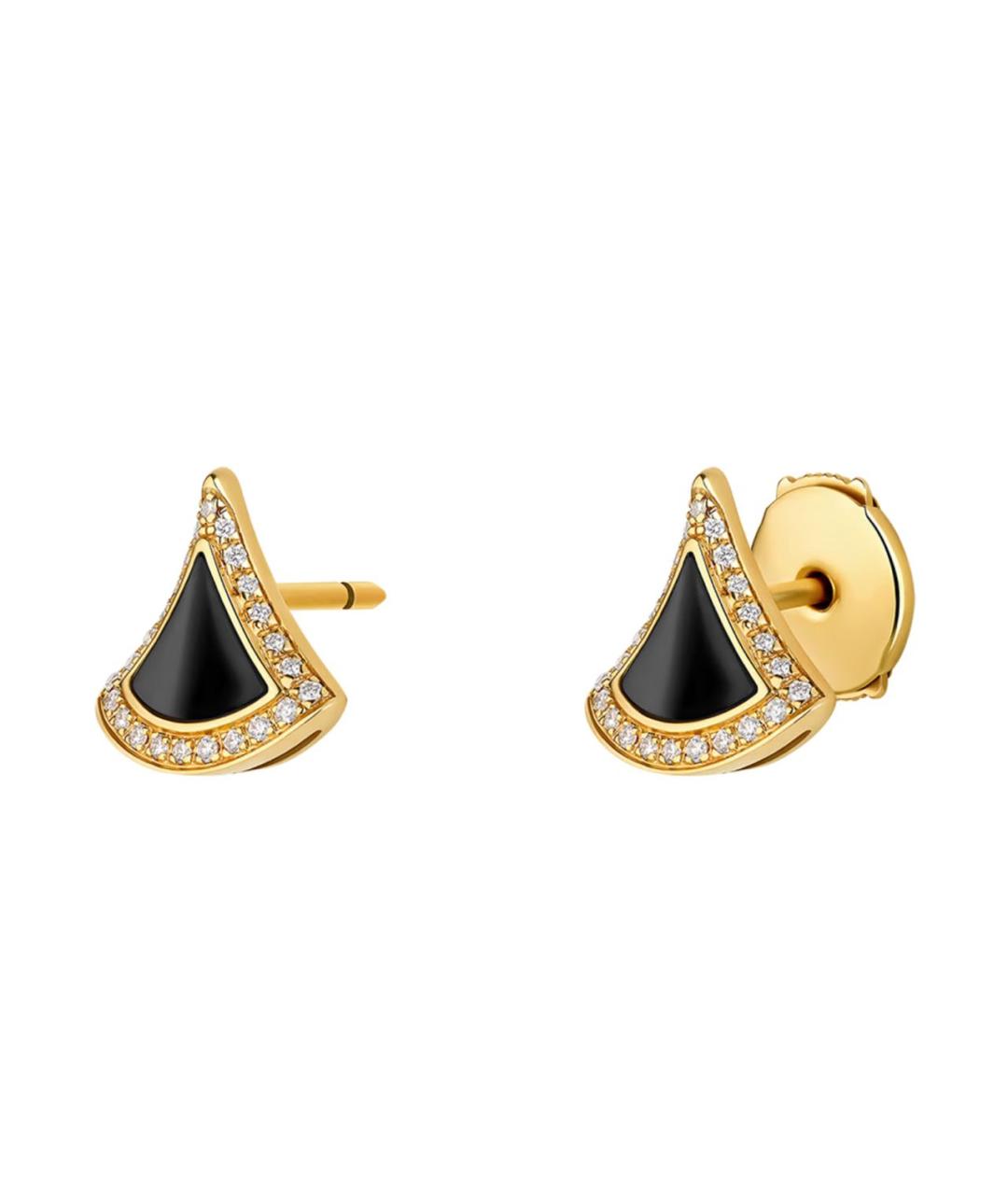 BVLGARI Черные серьги из желтого золота, фото 2