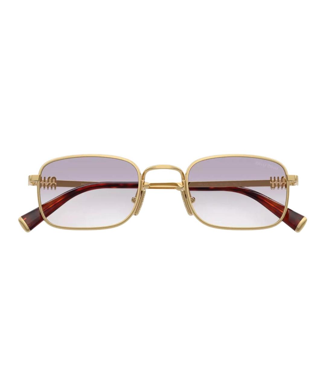 MIU MIU Золотые металлические солнцезащитные очки, фото 4