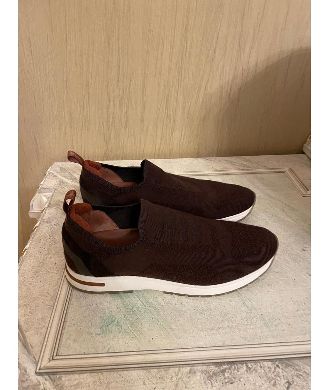 LORO PIANA Бордовые текстильные кроссовки, фото 2