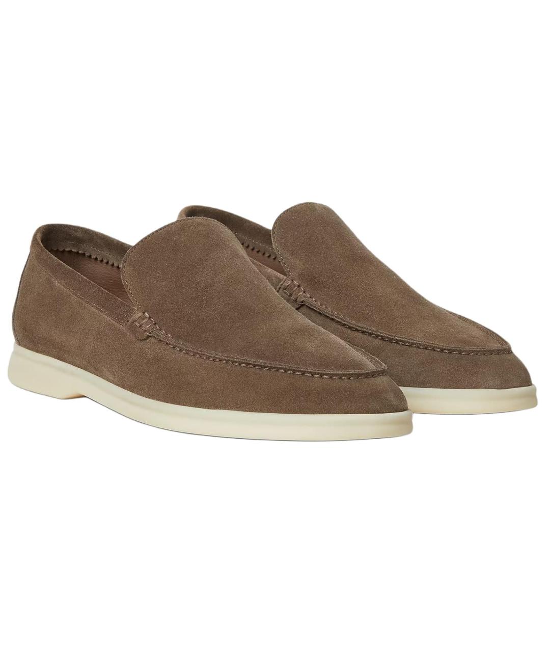 LORO PIANA Коричневые замшевые лоферы, фото 3