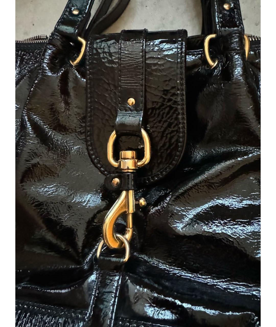 CHLOE Черная сумка с короткими ручками из лакированной кожи, фото 5