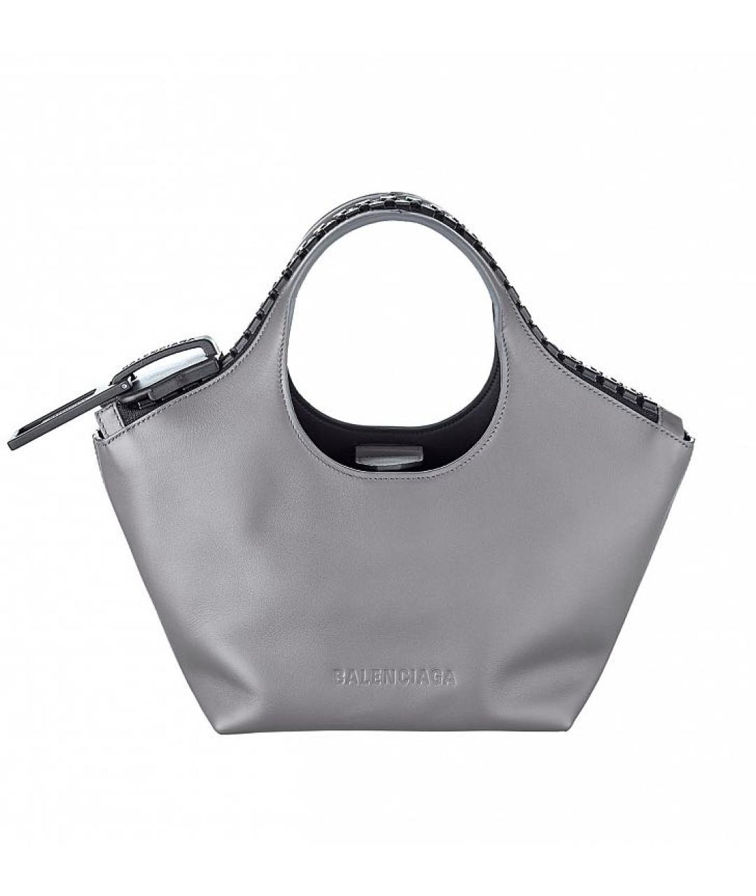 BALENCIAGA Серая кожаная сумка с короткими ручками, фото 6