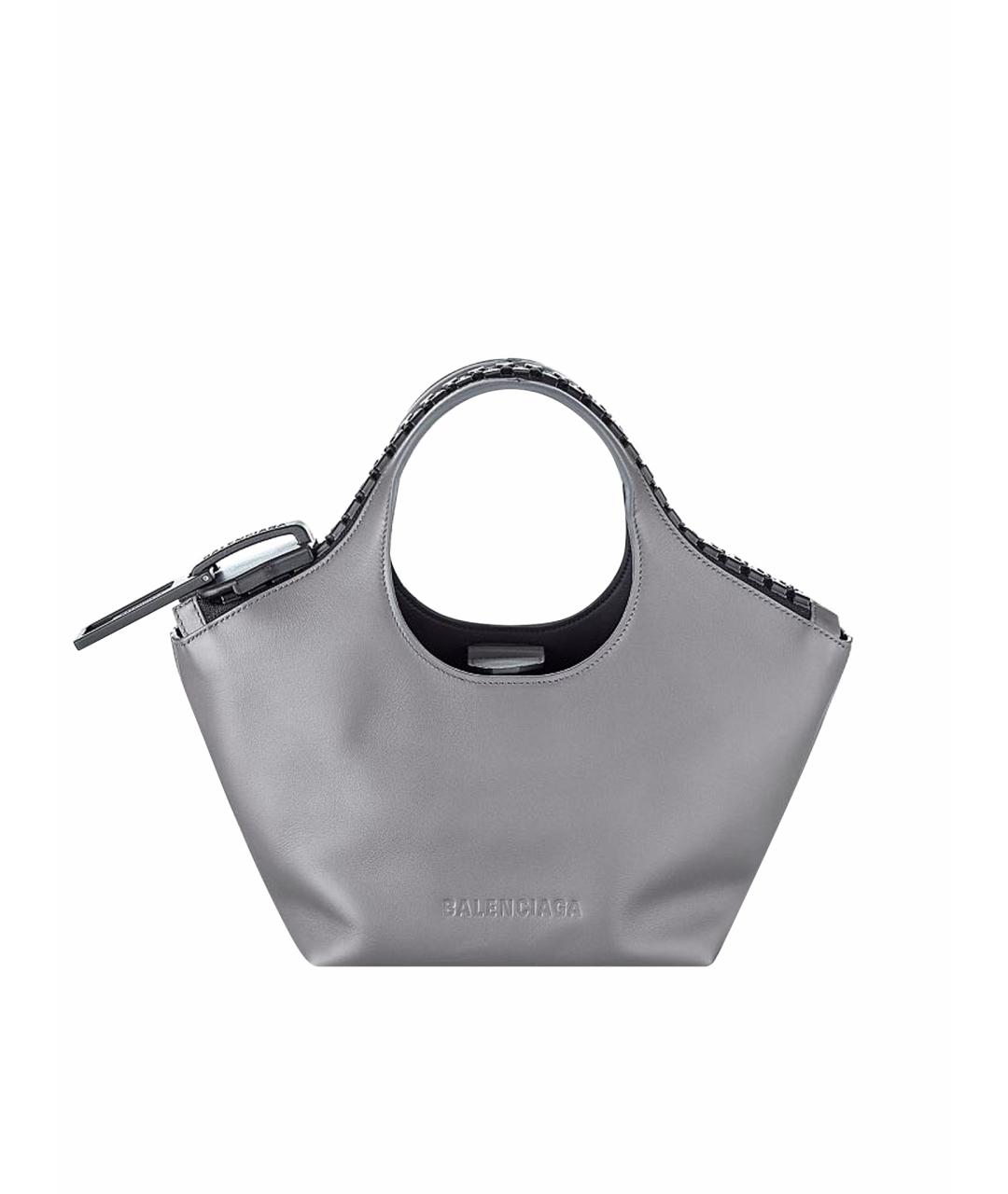 BALENCIAGA Серая кожаная сумка с короткими ручками, фото 1
