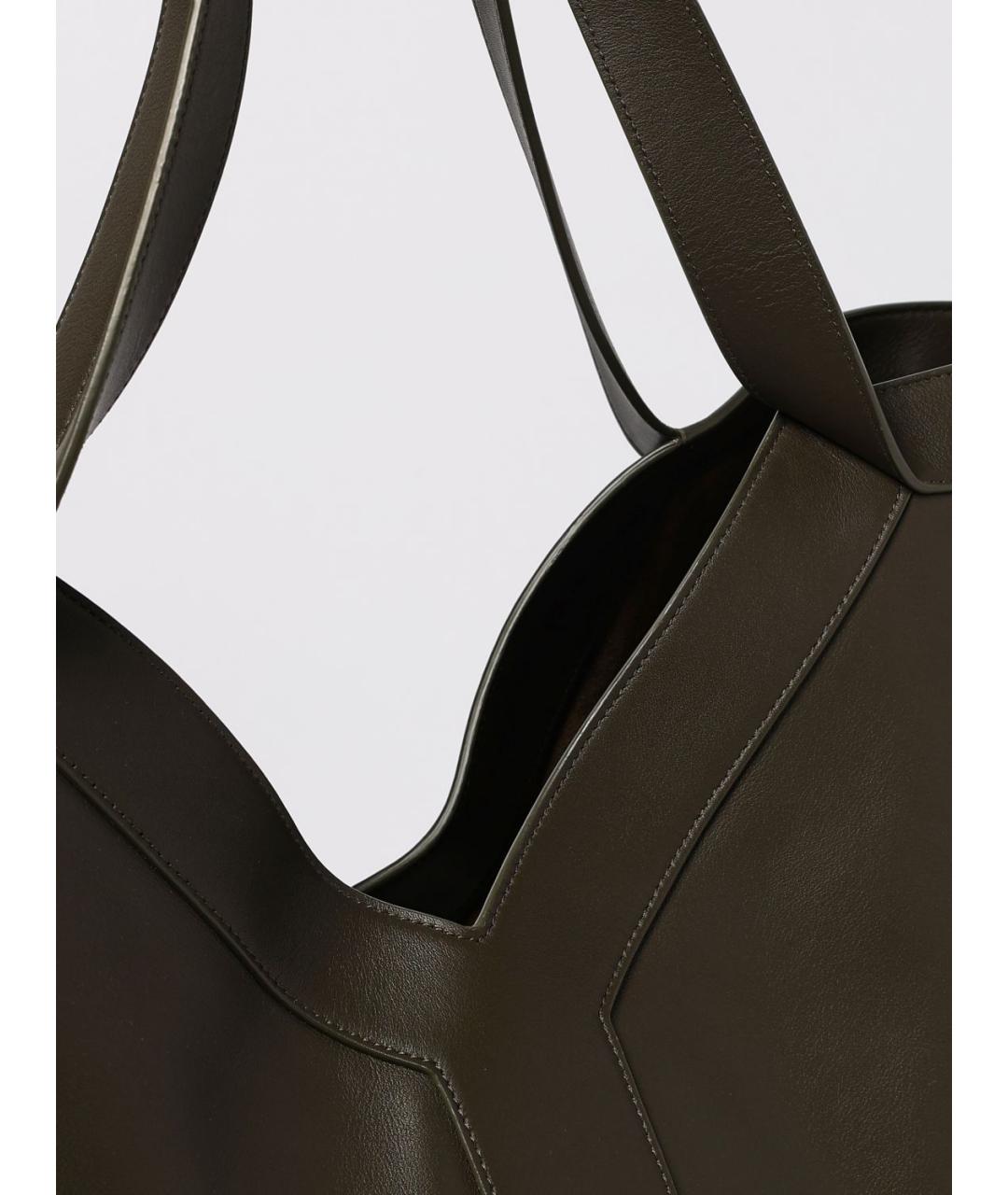 SAINT LAURENT Коричневая кожаная сумка тоут, фото 4