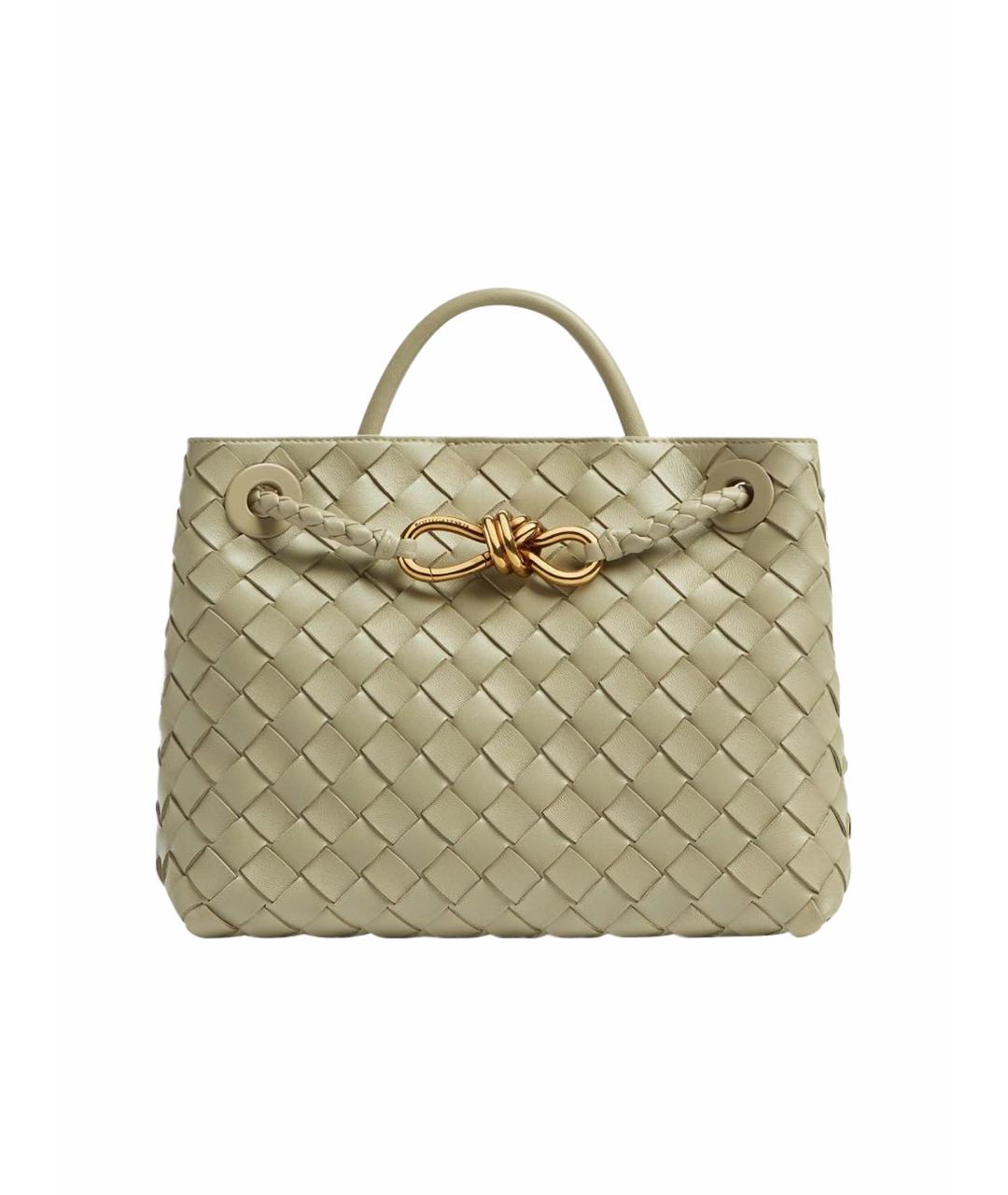 BOTTEGA VENETA Хаки кожаная сумка с короткими ручками, фото 1