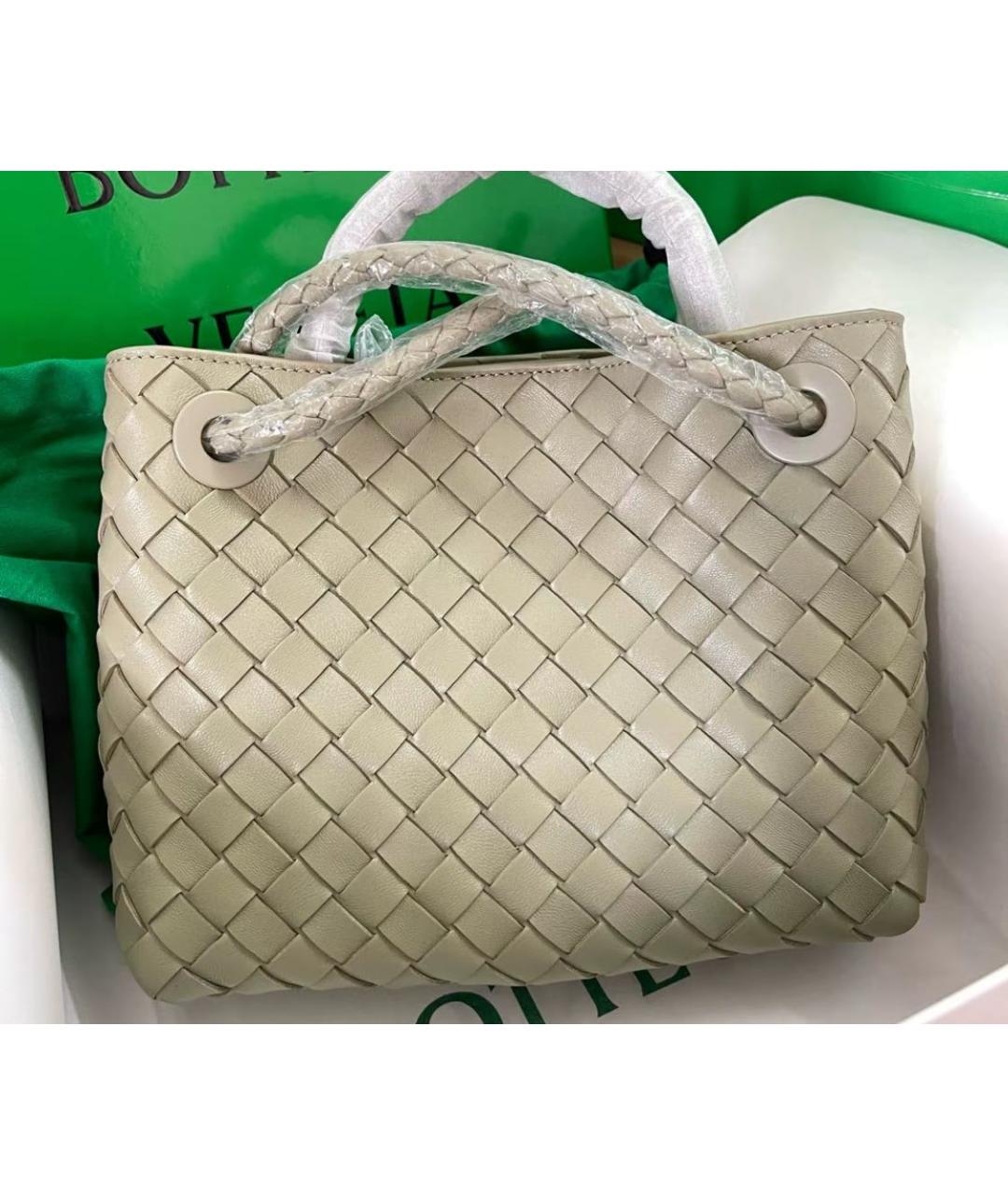 BOTTEGA VENETA Хаки кожаная сумка с короткими ручками, фото 2