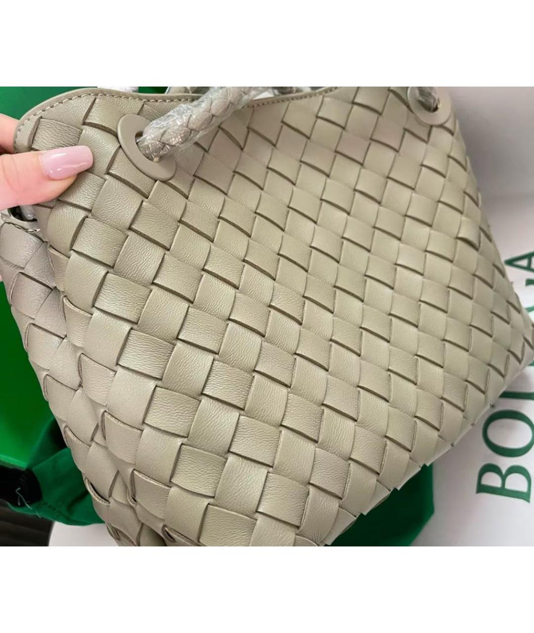 BOTTEGA VENETA Хаки кожаная сумка с короткими ручками, фото 6