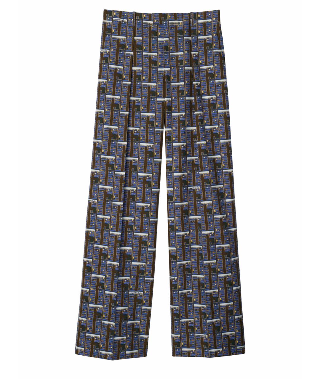 BURBERRY Синие вискозные прямые брюки, фото 1