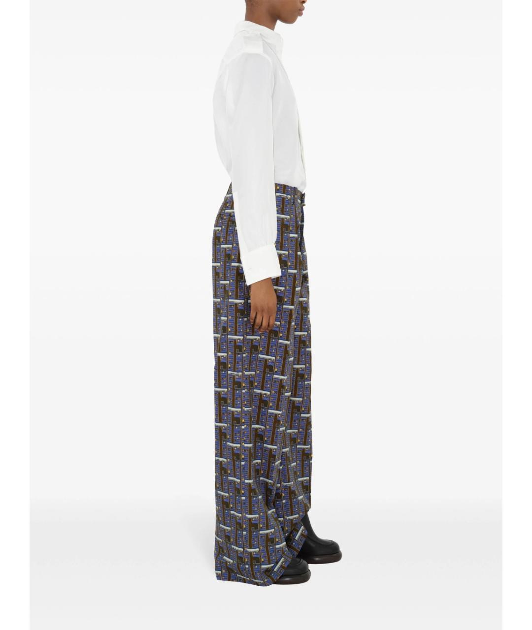 BURBERRY Синие вискозные прямые брюки, фото 3