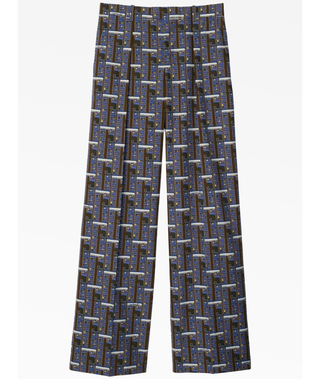 BURBERRY Синие вискозные прямые брюки, фото 5