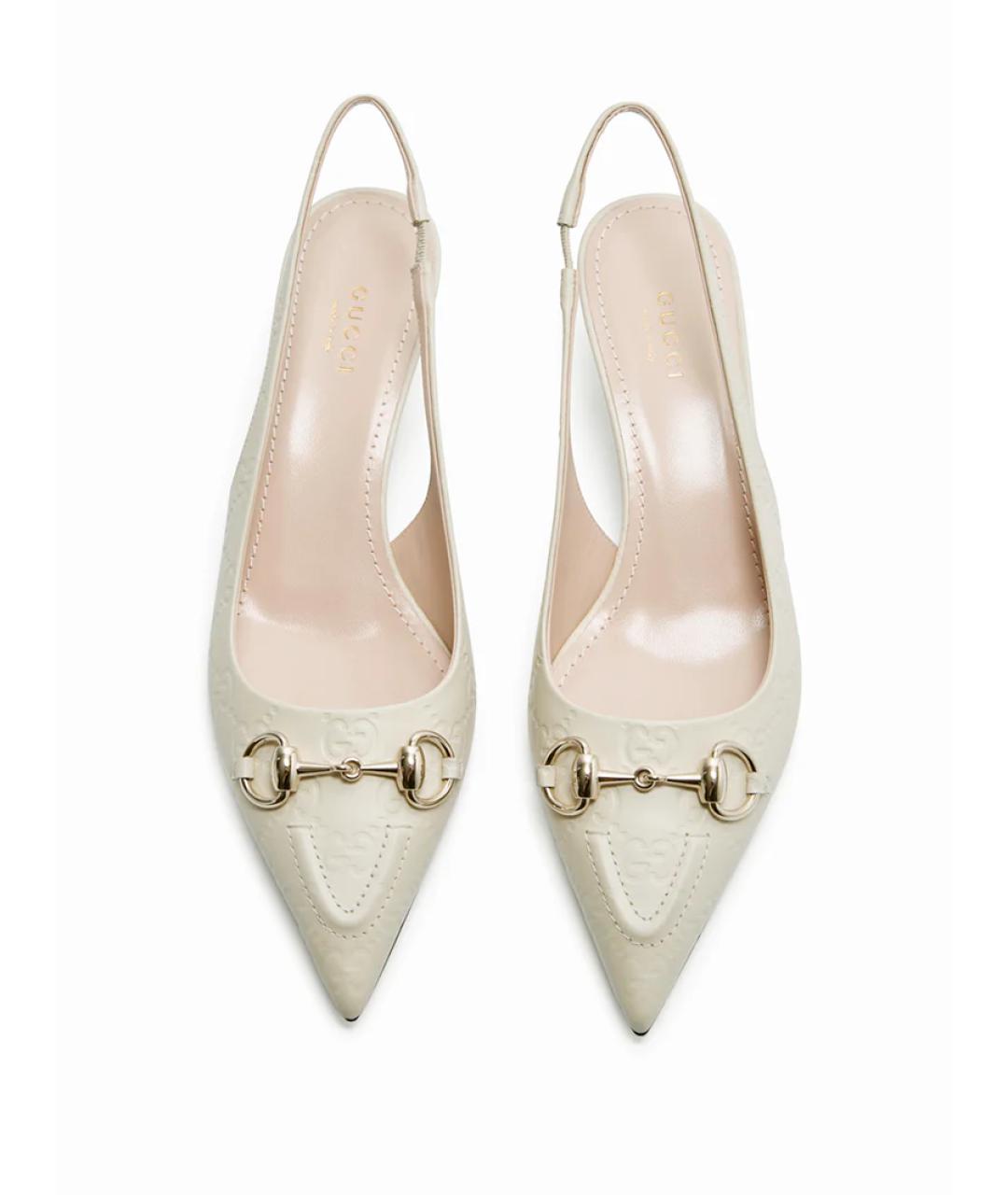 GUCCI Белые кожаные туфли, фото 4