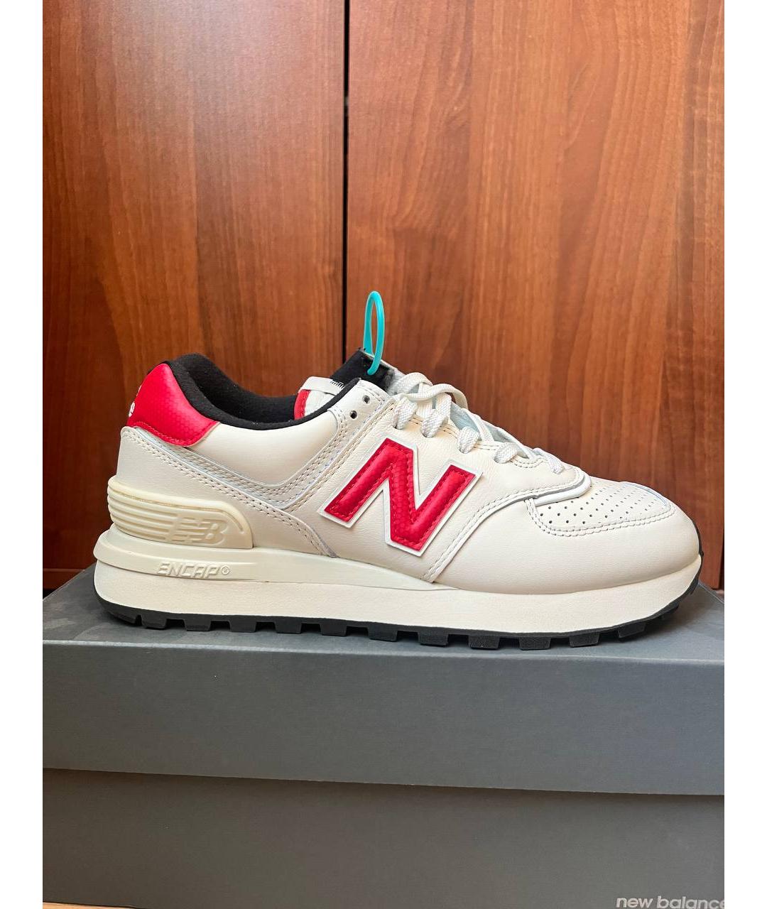 NEW BALANCE Белые кожаные высокие кроссовки / кеды, фото 3
