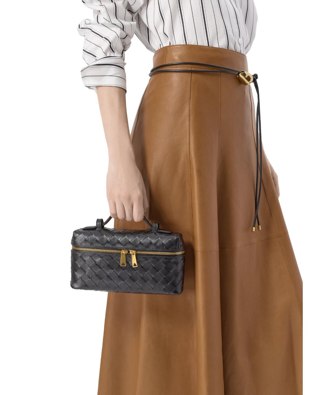 BOTTEGA VENETA Черная кожаная сумка через плечо, фото 2