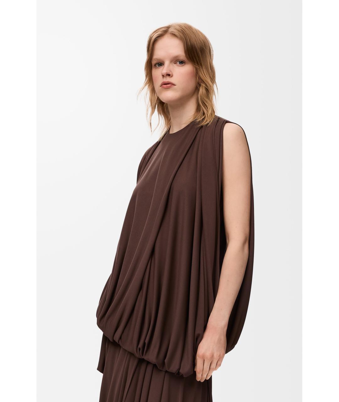 LOEWE Коричневая вискозная блузы, фото 3