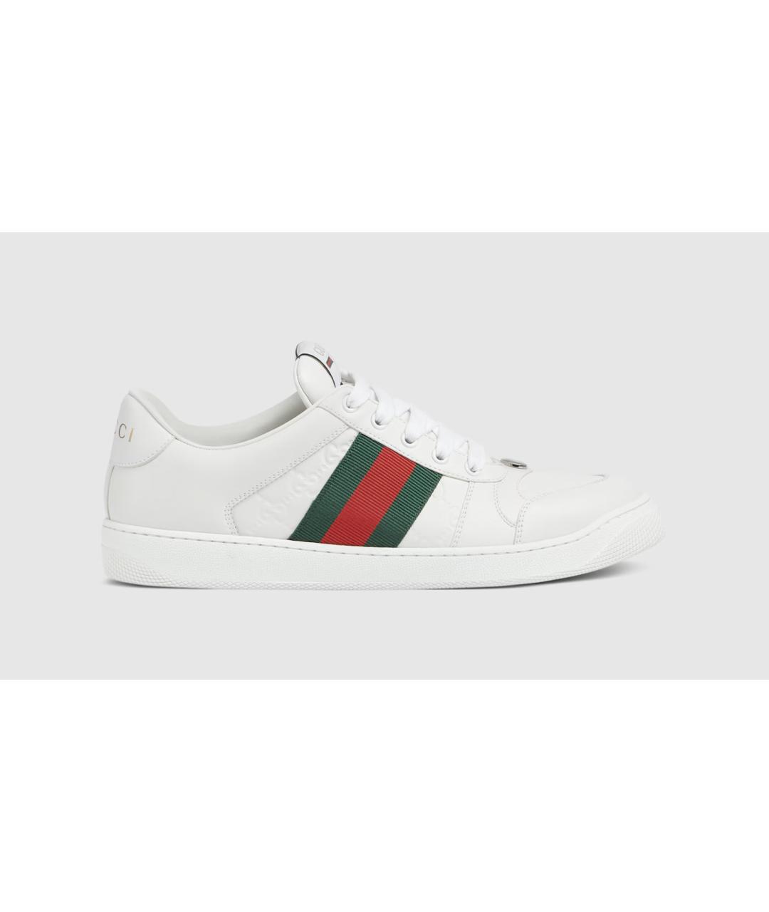 GUCCI Белые кожаные низкие кроссовки / кеды, фото 6