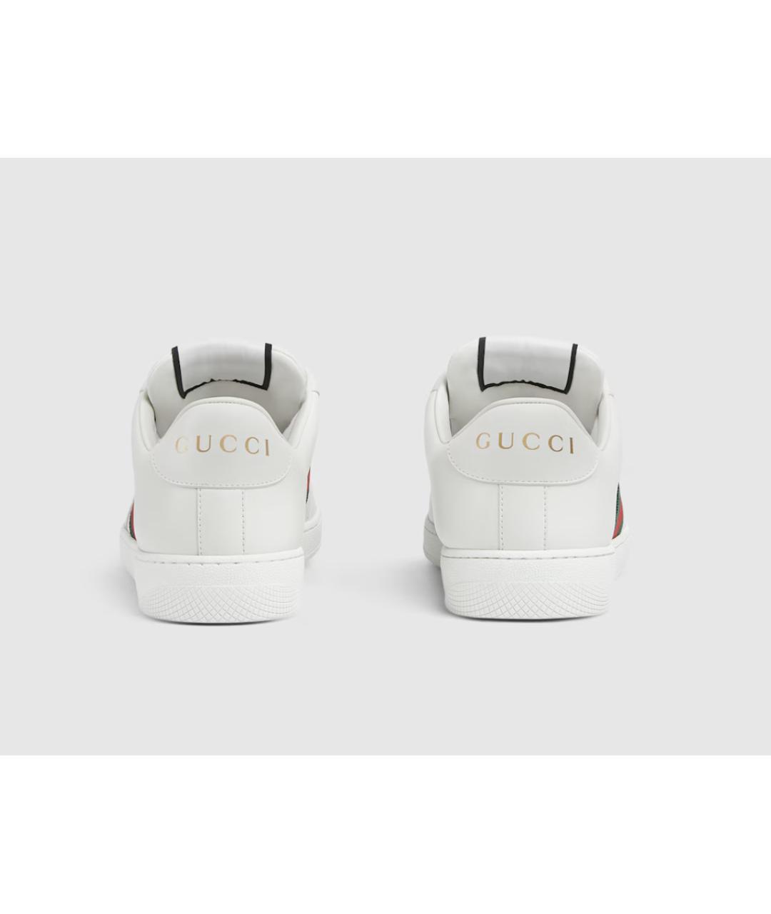 GUCCI Белые кожаные низкие кроссовки / кеды, фото 3