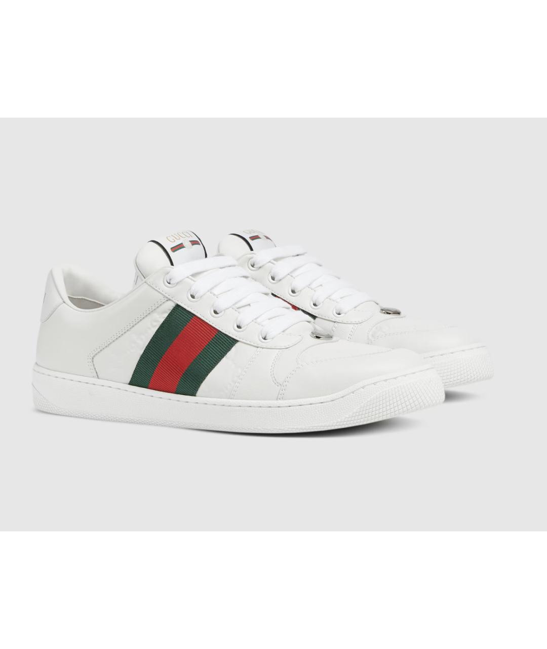 GUCCI Белые кожаные низкие кроссовки / кеды, фото 2