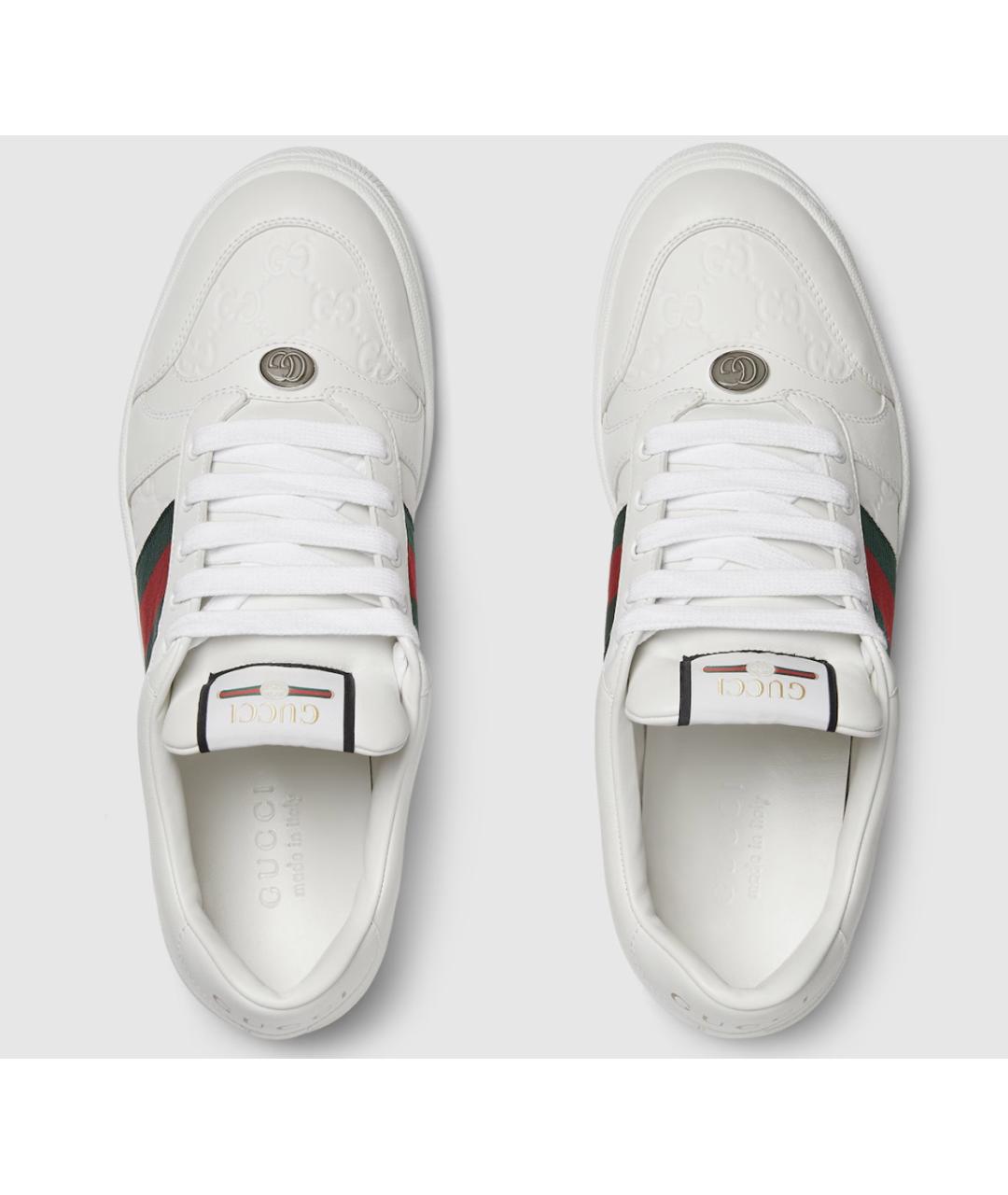 GUCCI Белые кожаные низкие кроссовки / кеды, фото 4