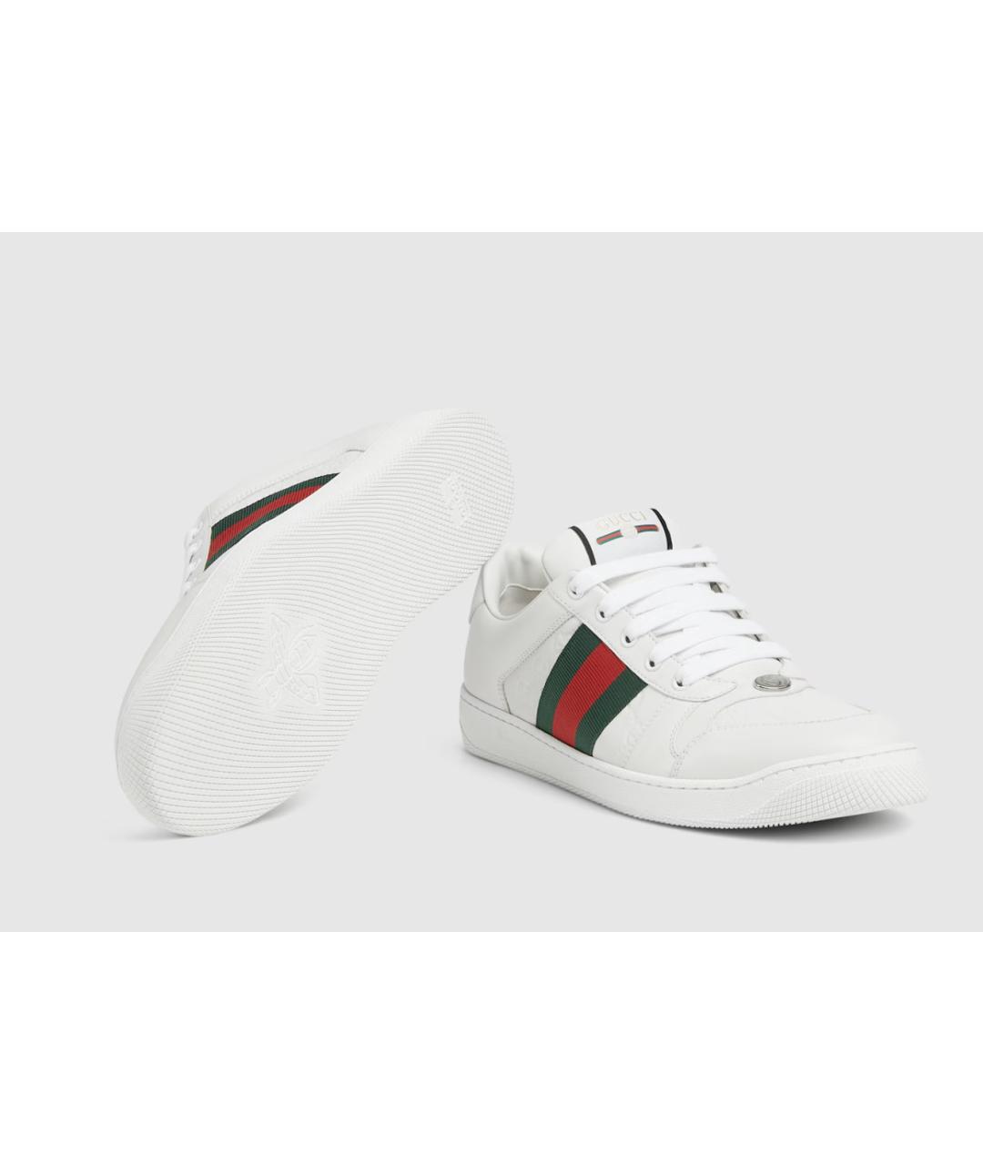 GUCCI Белые кожаные низкие кроссовки / кеды, фото 5