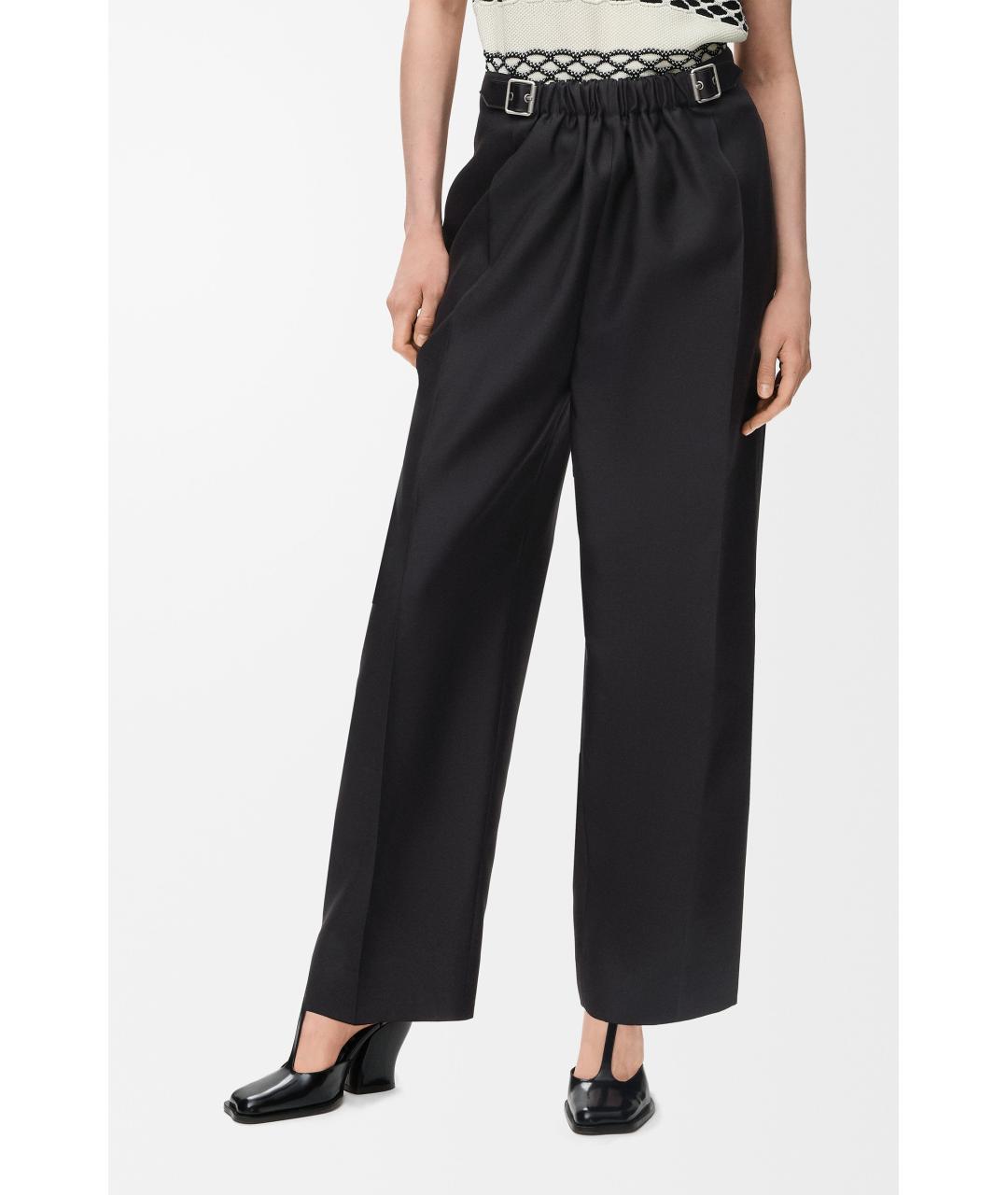 LOEWE Черные шерстяные прямые брюки, фото 3