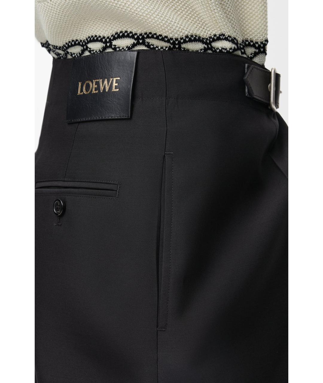 LOEWE Черные шерстяные прямые брюки, фото 5