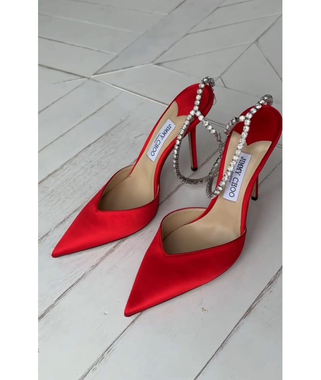 JIMMY CHOO Красные текстильные туфли, фото 2