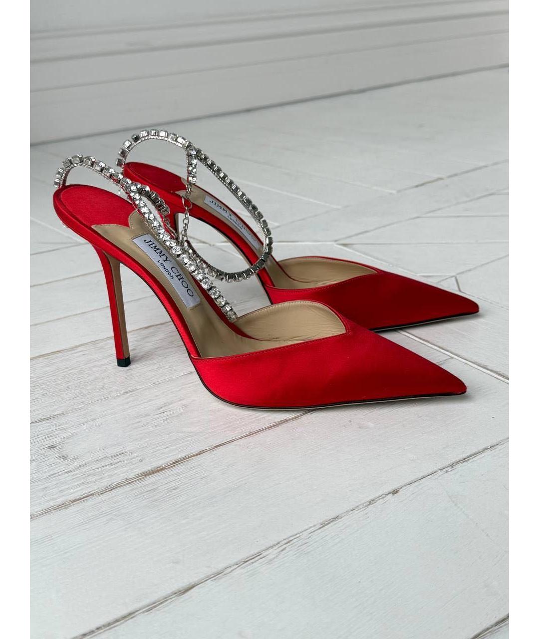 JIMMY CHOO Красные текстильные туфли, фото 8