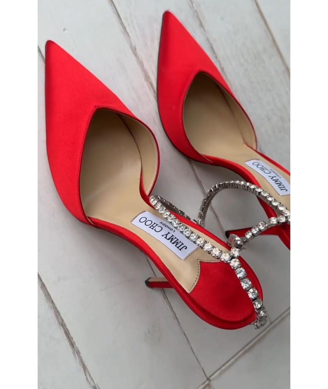 JIMMY CHOO Красные текстильные туфли, фото 3