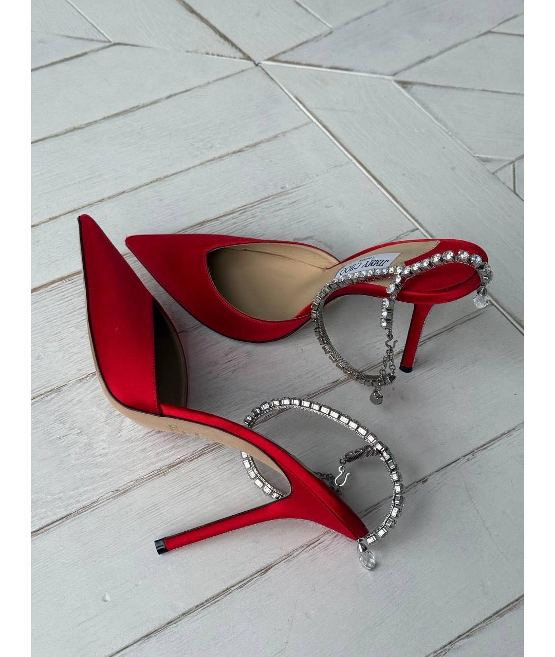 JIMMY CHOO Красные текстильные туфли, фото 5