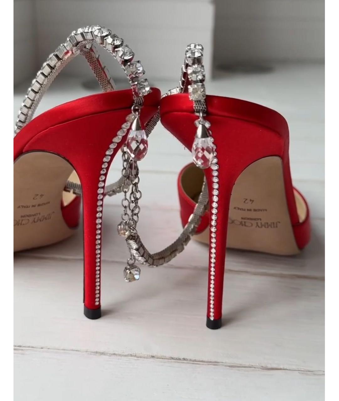 JIMMY CHOO Красные текстильные туфли, фото 7