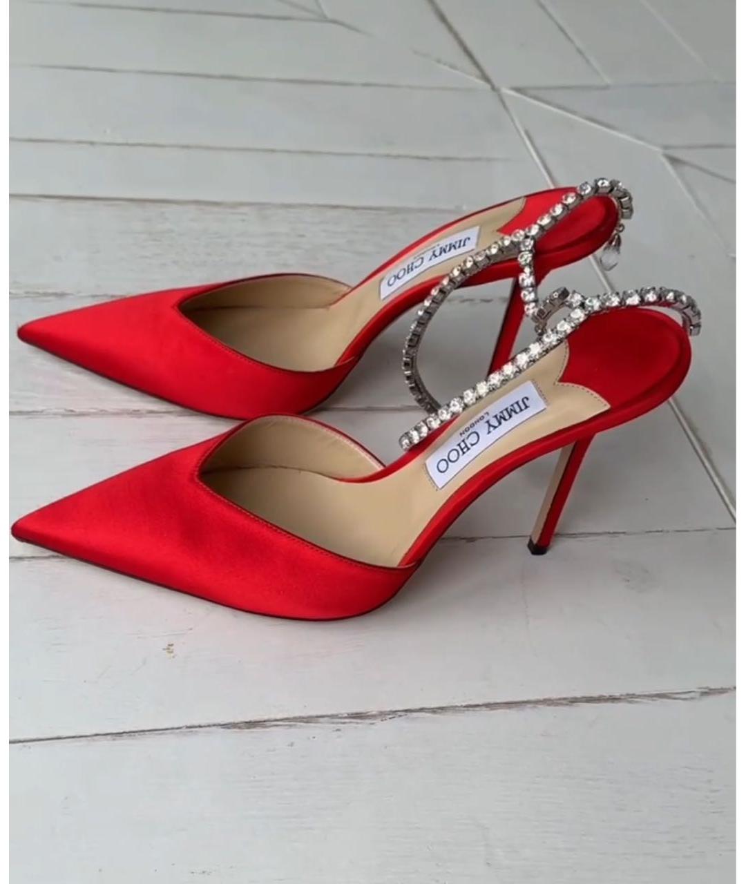 JIMMY CHOO Красные текстильные туфли, фото 6