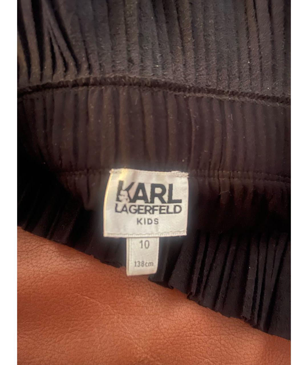 KARL LAGERFELD KIDS Черная кожаная юбка, фото 5