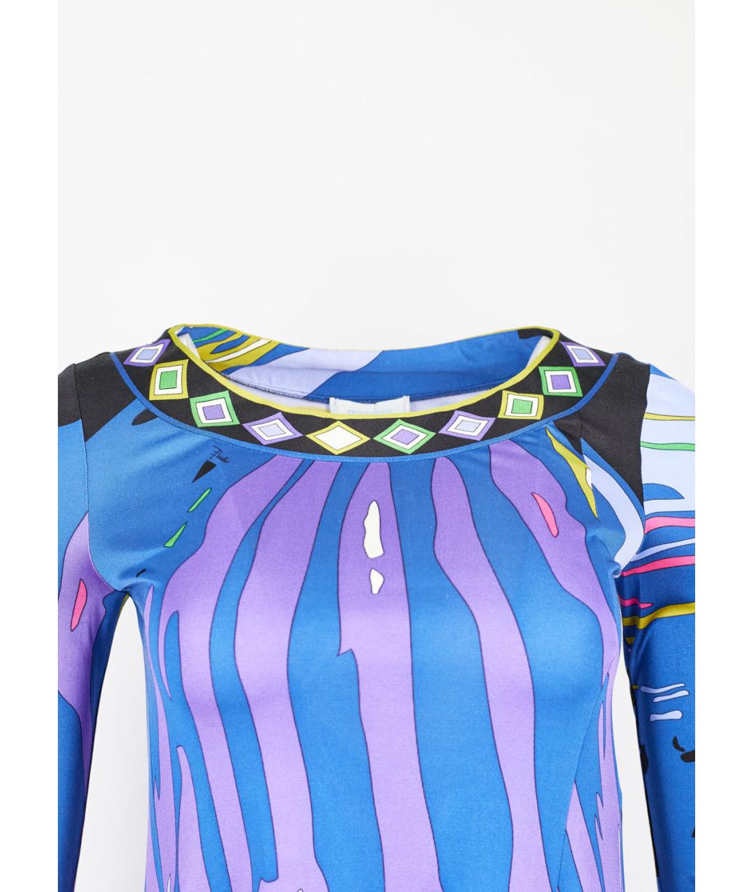 EMILIO PUCCI Синее шелковое повседневное платье, фото 2