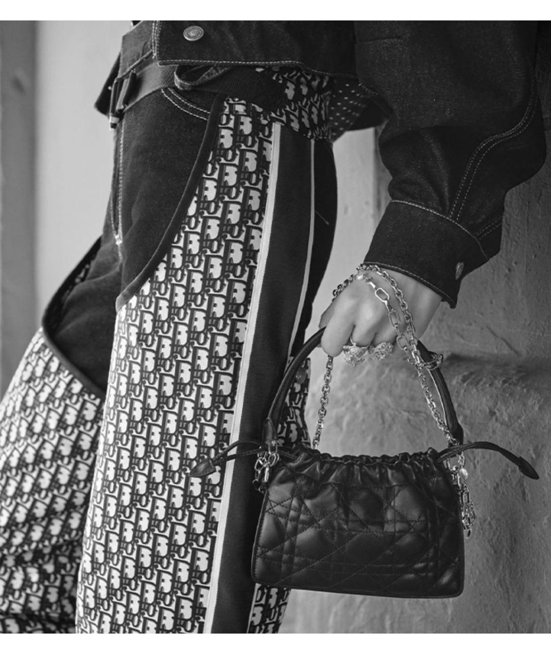 CHRISTIAN DIOR Черная кожаная сумка через плечо, фото 7