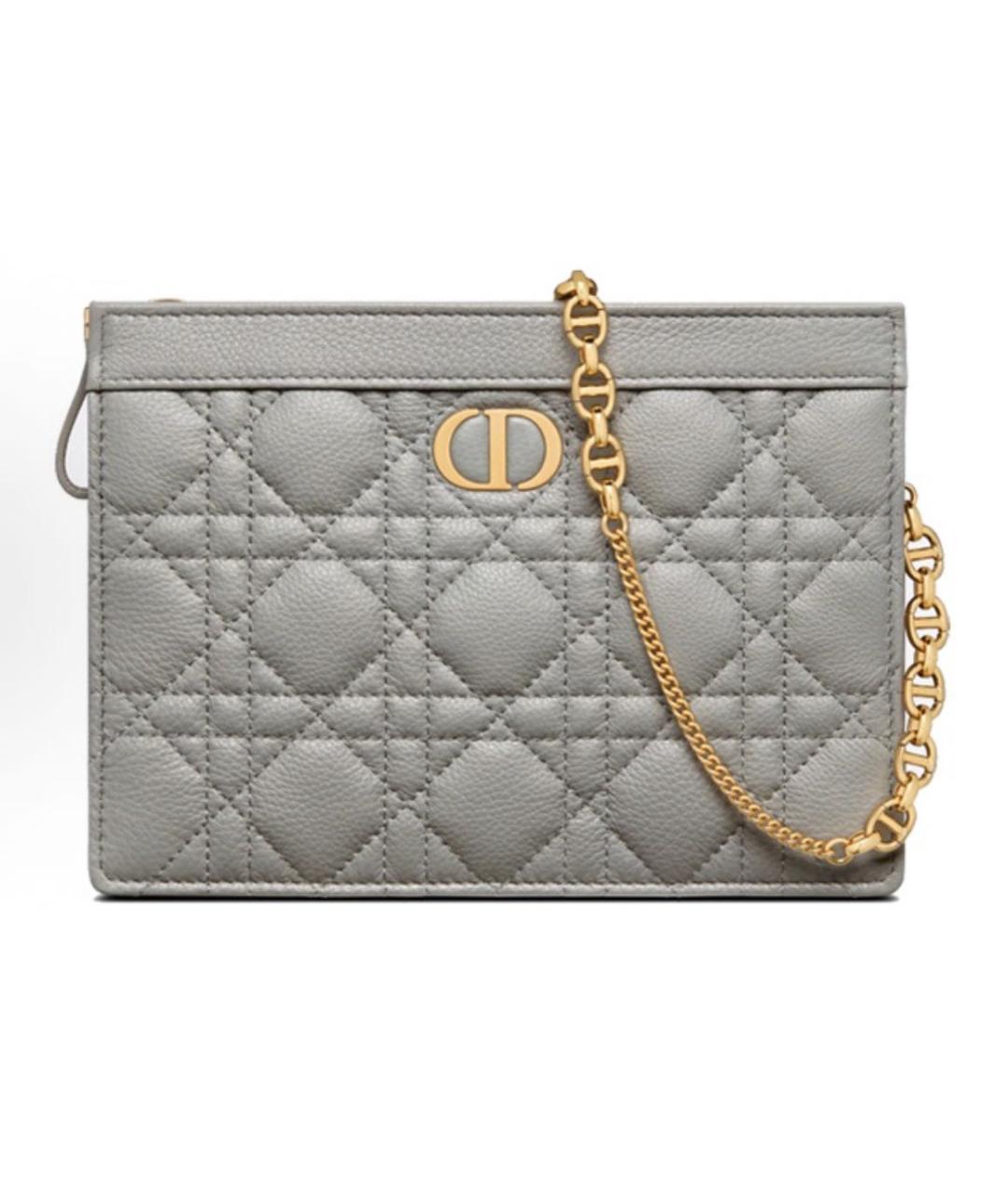 CHRISTIAN DIOR Серая кожаная сумка через плечо, фото 7