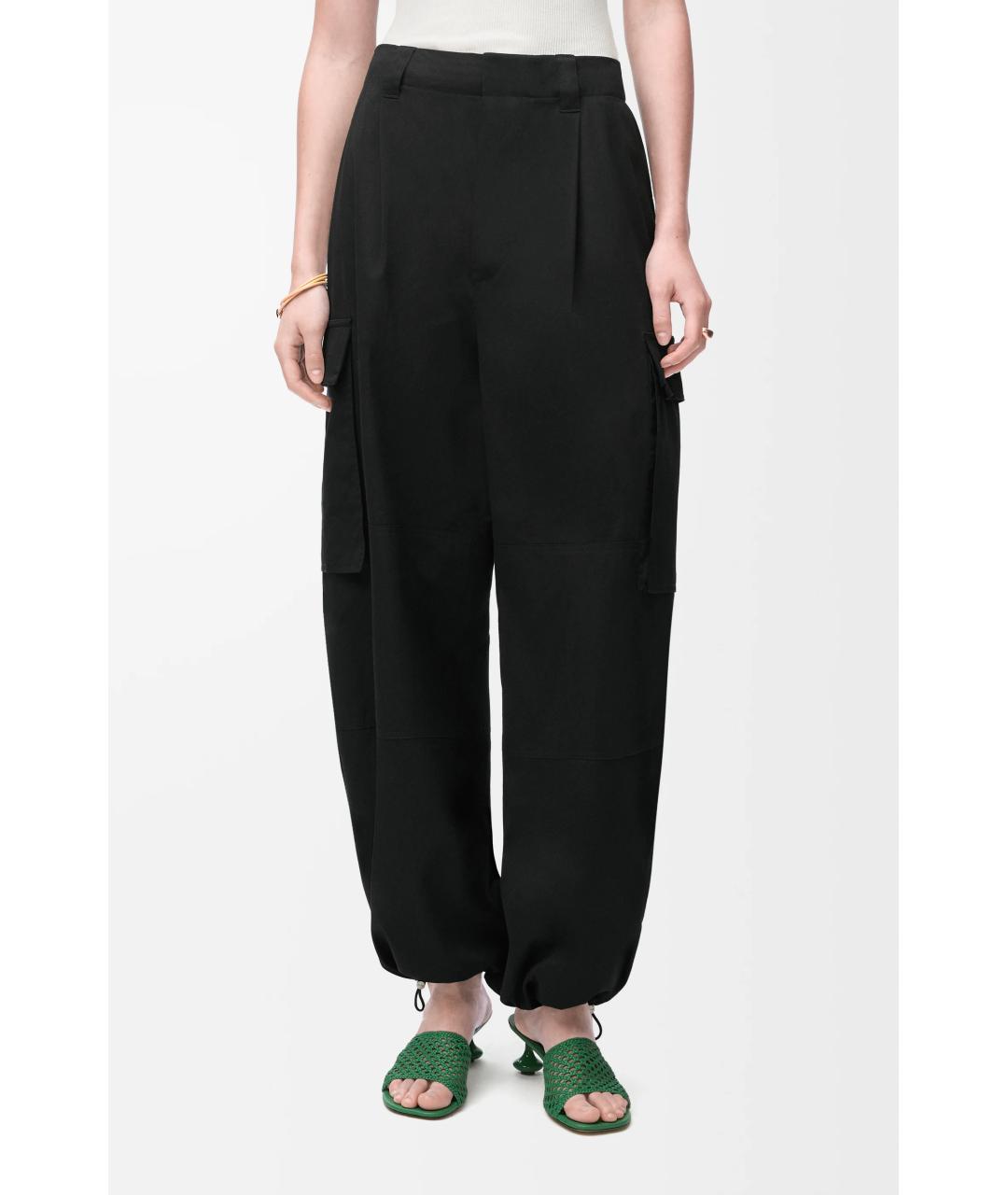 LOEWE Черные хлопковые прямые брюки, фото 3