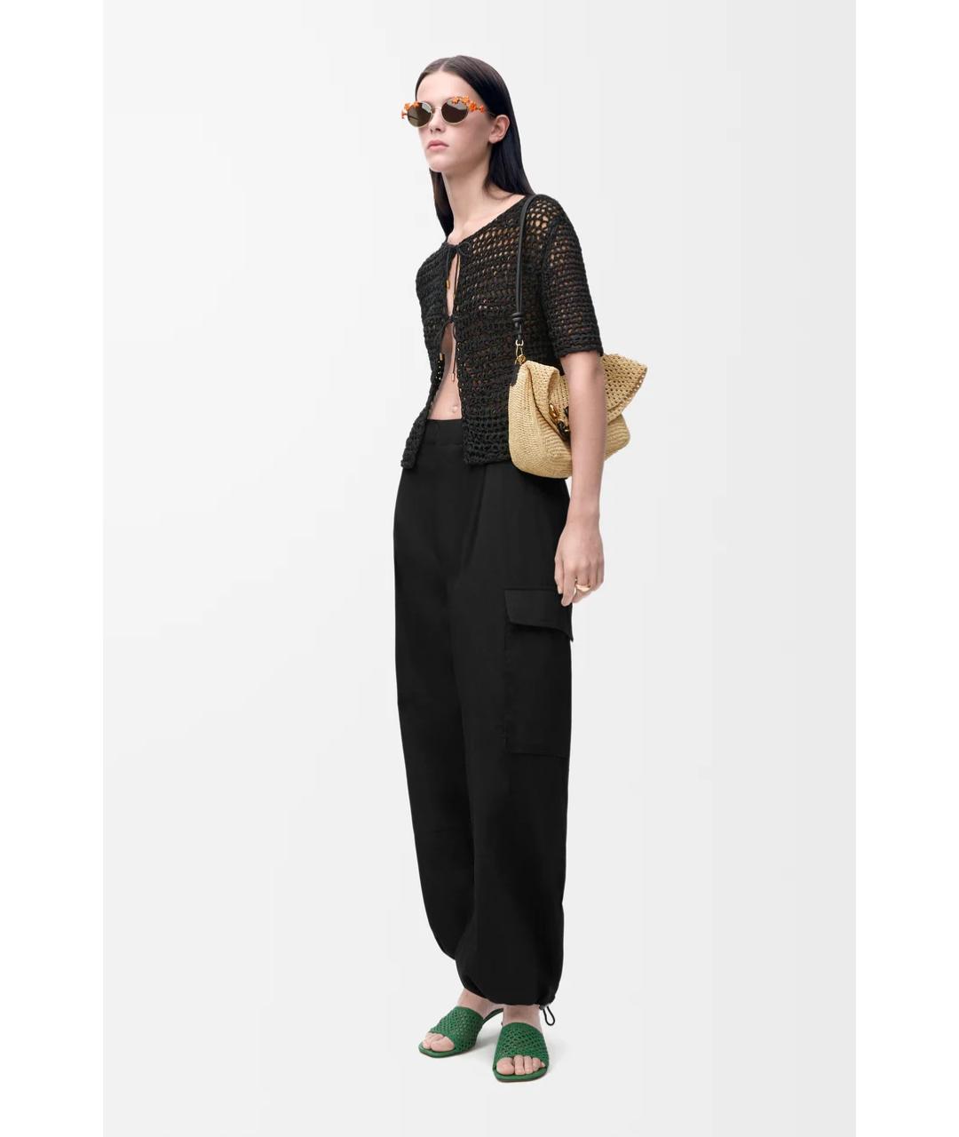 LOEWE Черные хлопковые прямые брюки, фото 2