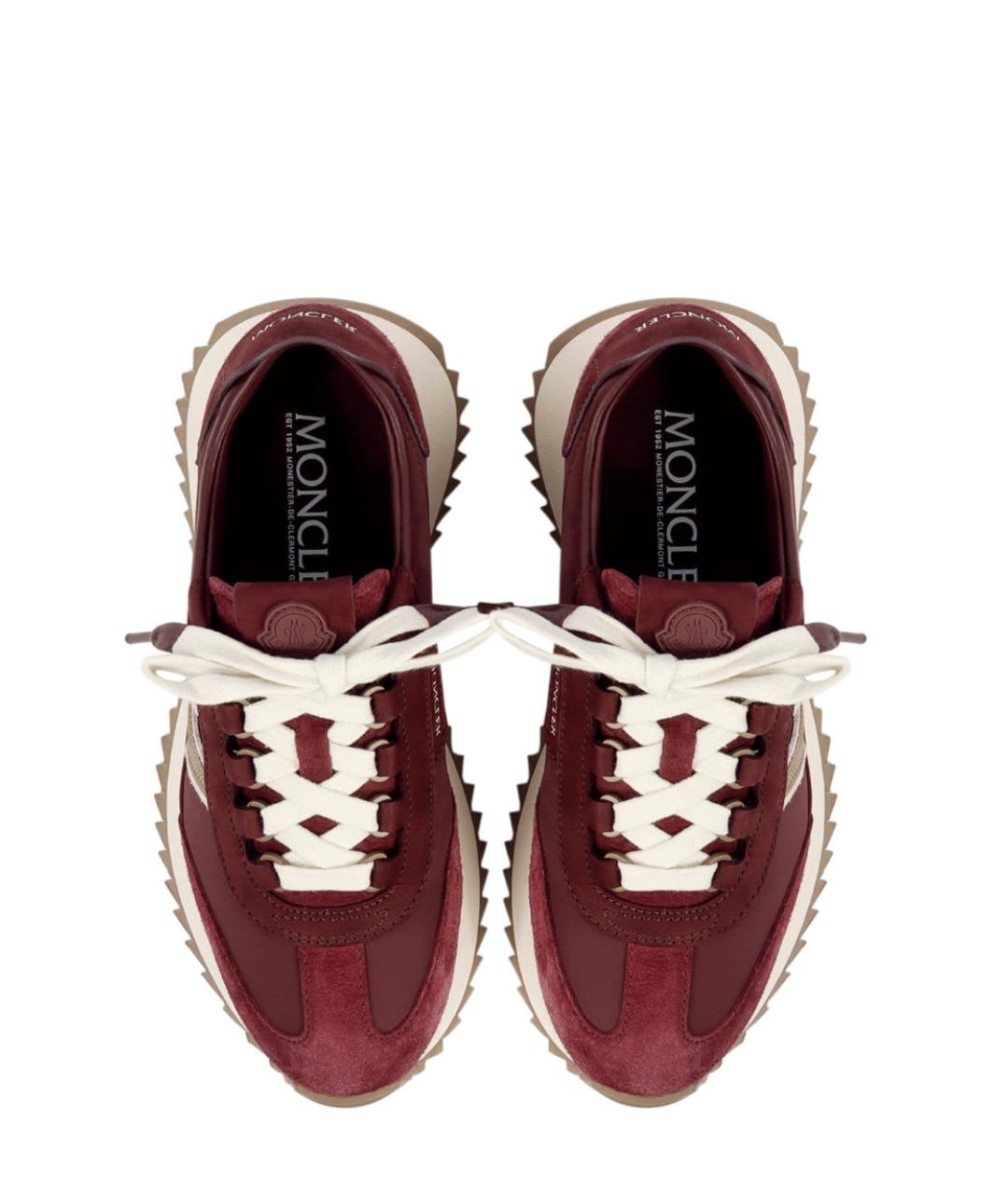 MONCLER Бордовые замшевые кроссовки, фото 3