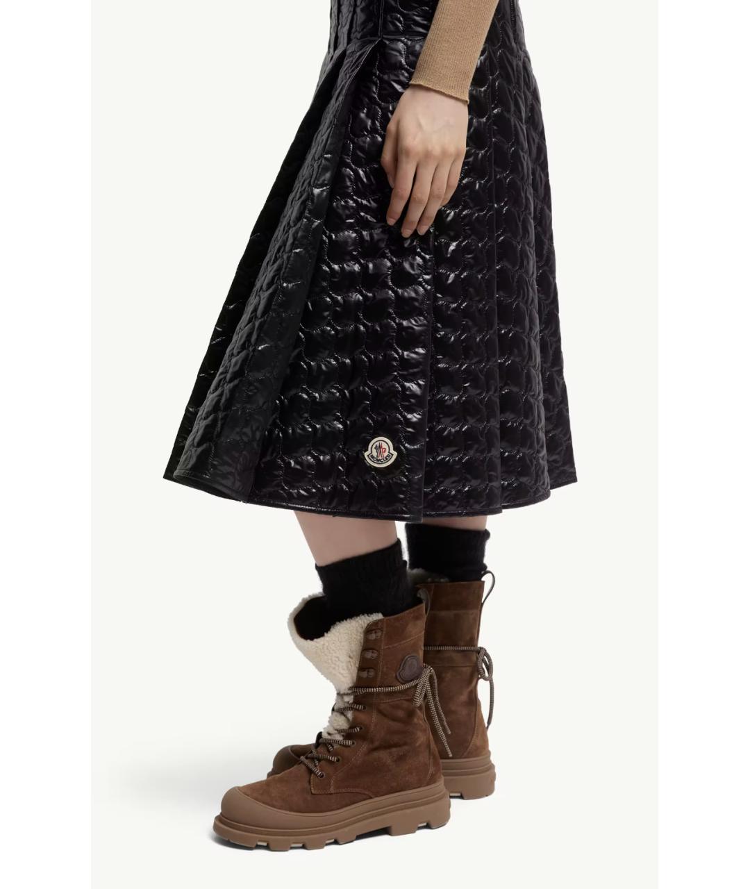 MONCLER Черная полиамидовая юбка миди, фото 2