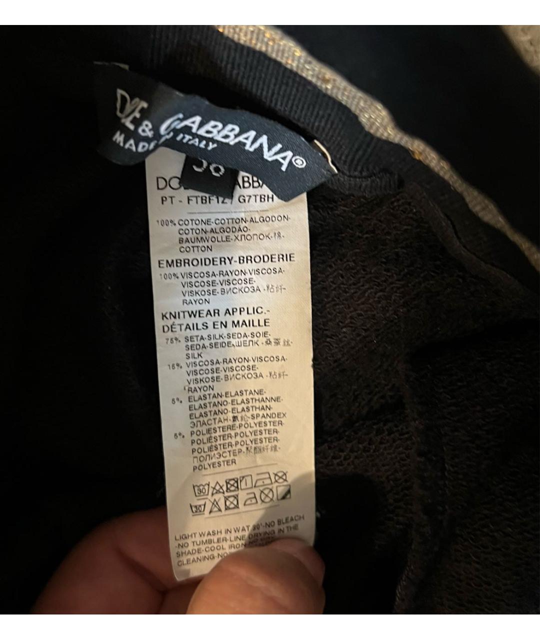 DOLCE&GABBANA Черные хлопковые спортивные брюки и шорты, фото 5