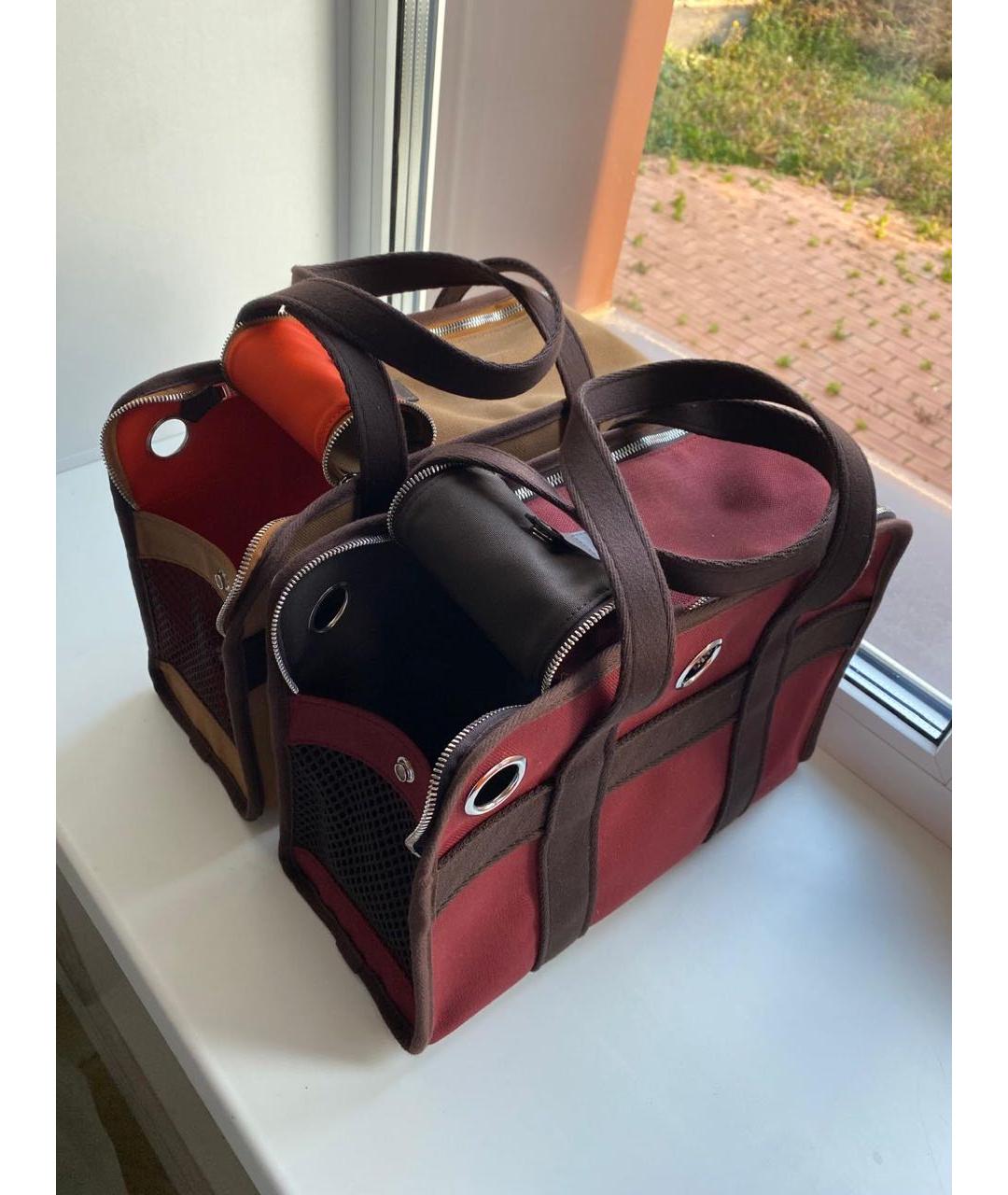 HERMES Бордовая тканевая дорожная/спортивная сумка, фото 8
