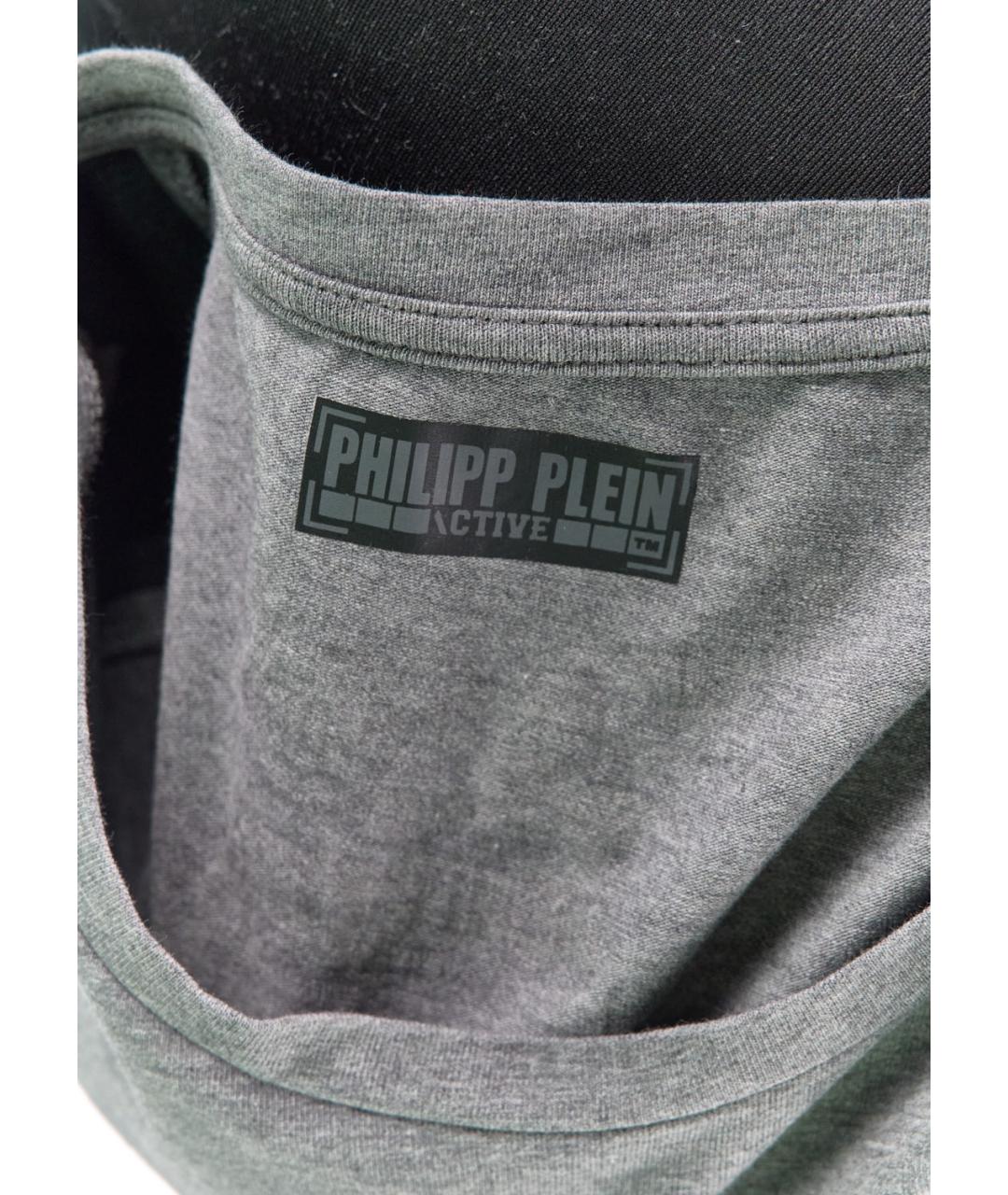 PHILIPP PLEIN Серая хлопковая футболка, фото 5