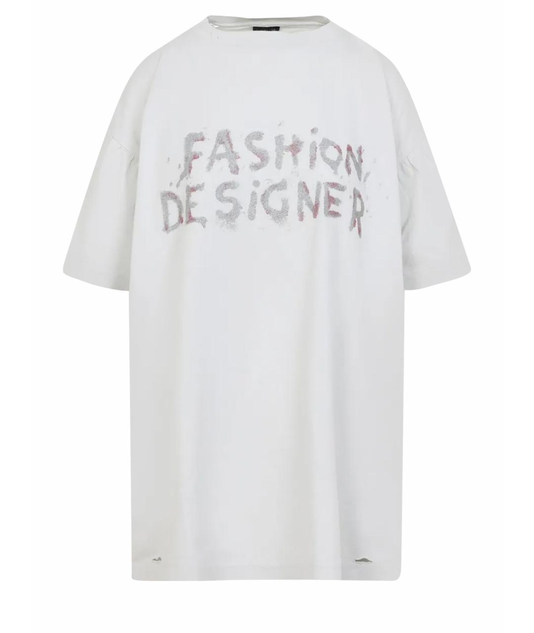 BALENCIAGA Белая хлопковая футболка, фото 4