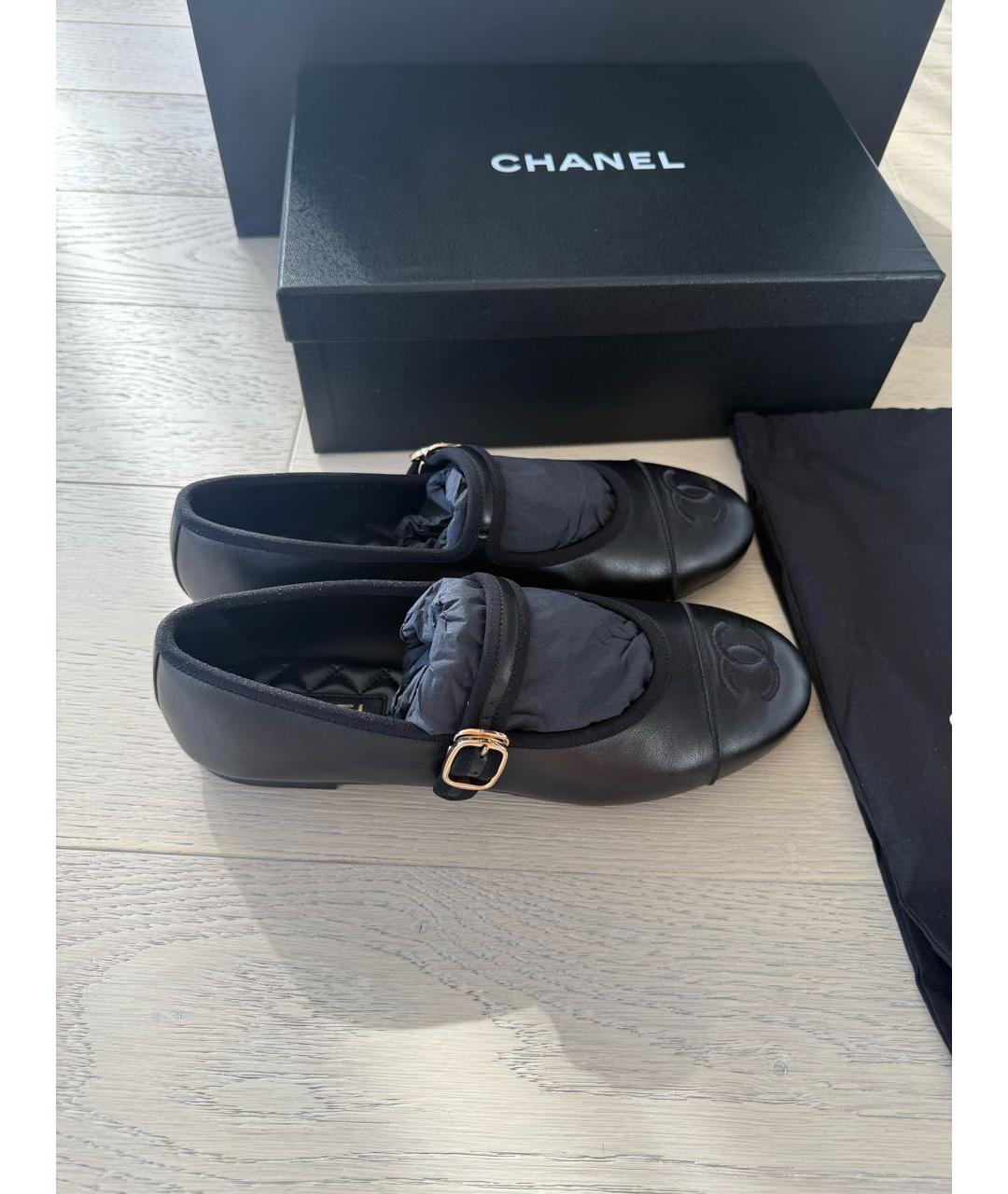 CHANEL Черные кожаные балетки, фото 7