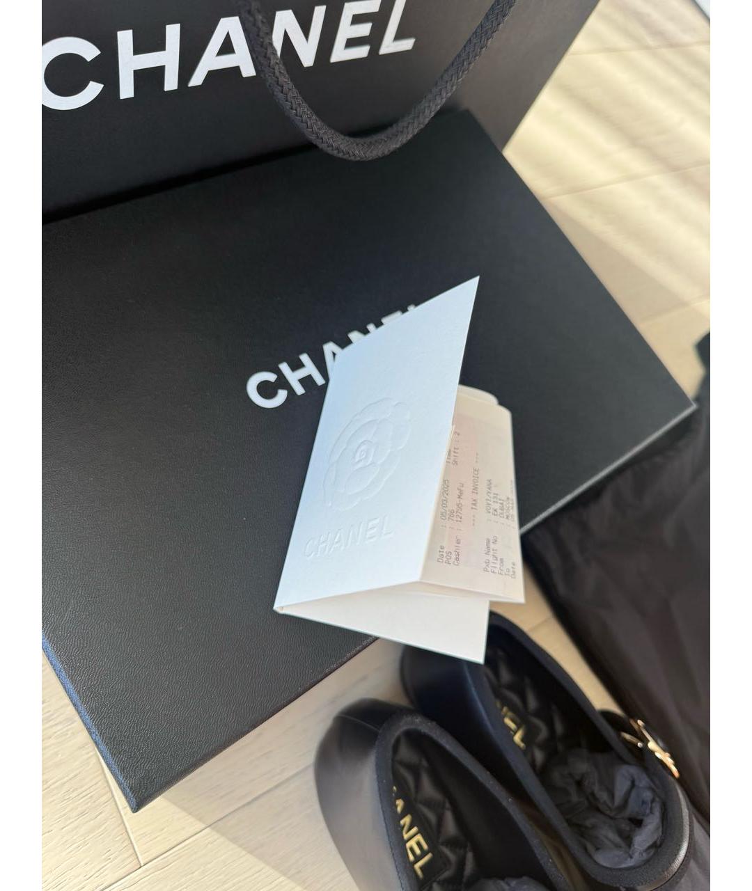 CHANEL Черные кожаные балетки, фото 6