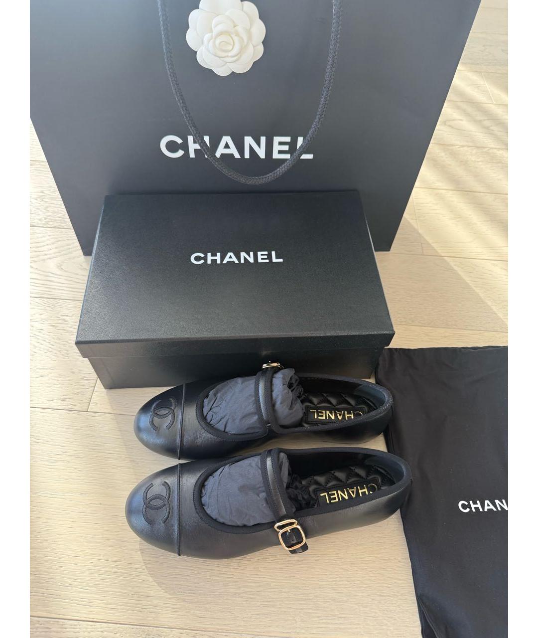 CHANEL Черные кожаные балетки, фото 3