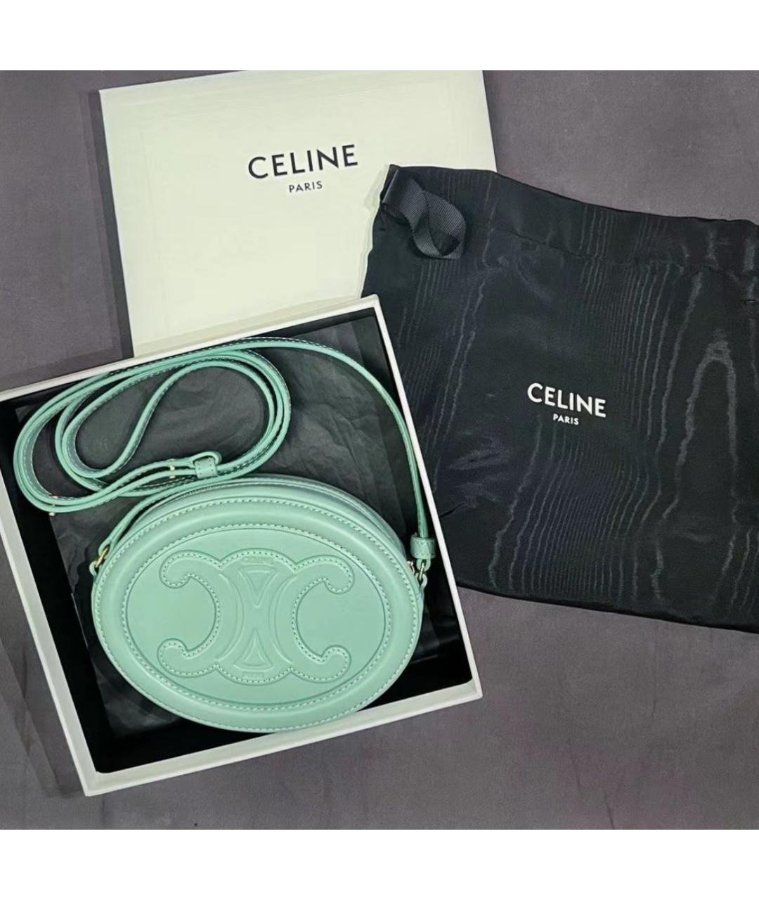 CELINE Бирюзовая кожаная сумка на плечо, фото 4