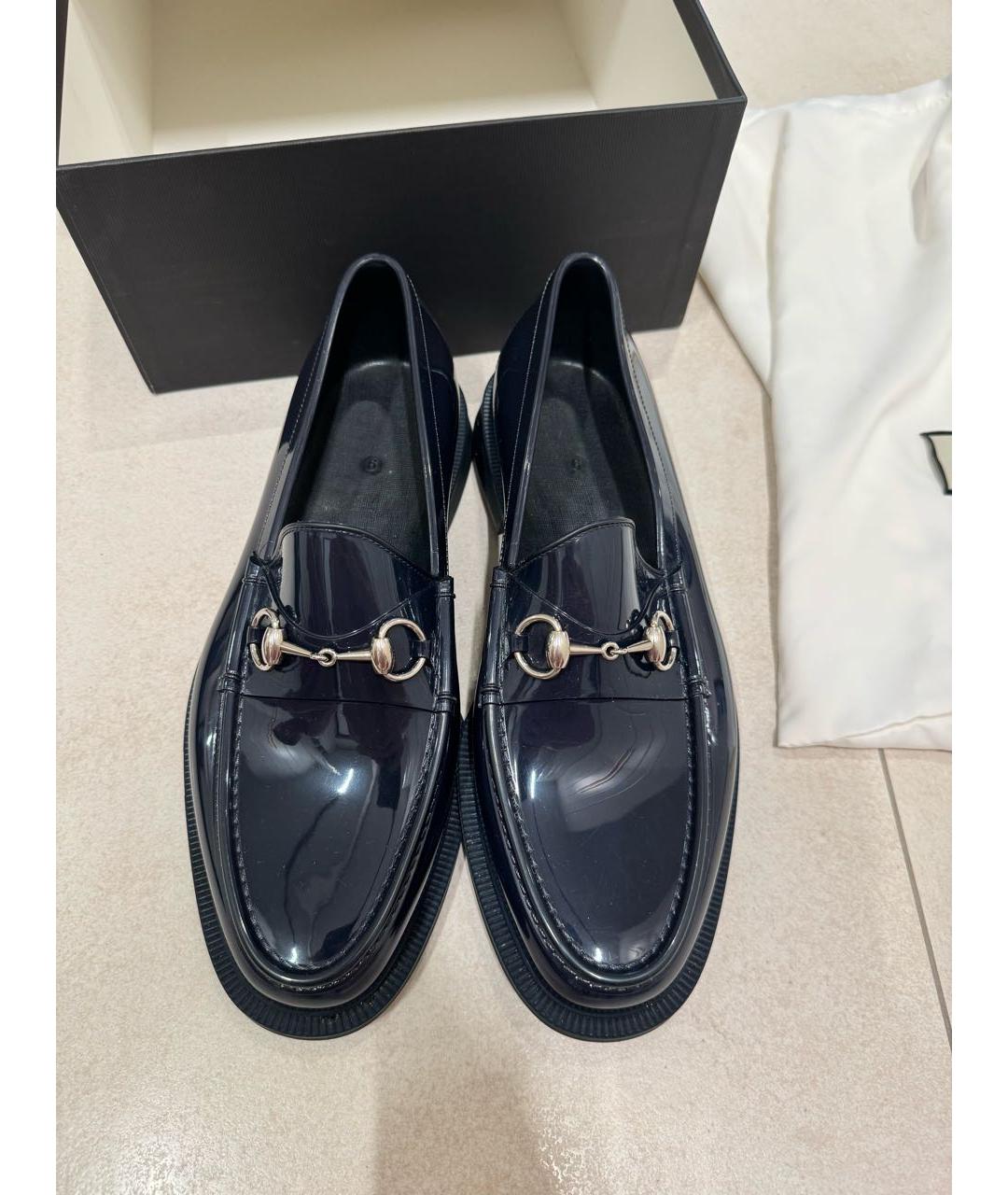 GUCCI Темно-синие резиновые лоферы, фото 3
