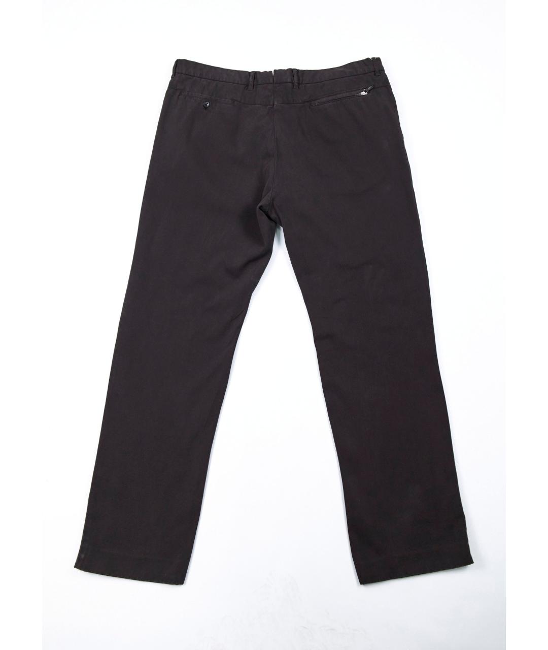 ERMENEGILDO ZEGNA XXX Коричневые хлопко-эластановые повседневные брюки, фото 2