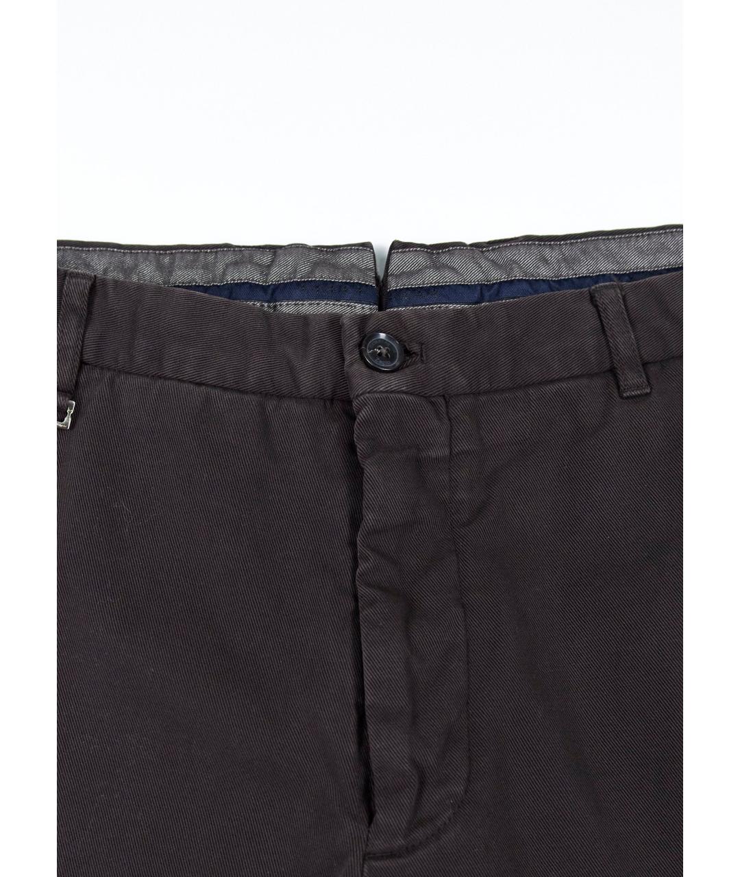 ERMENEGILDO ZEGNA XXX Коричневые хлопко-эластановые повседневные брюки, фото 4